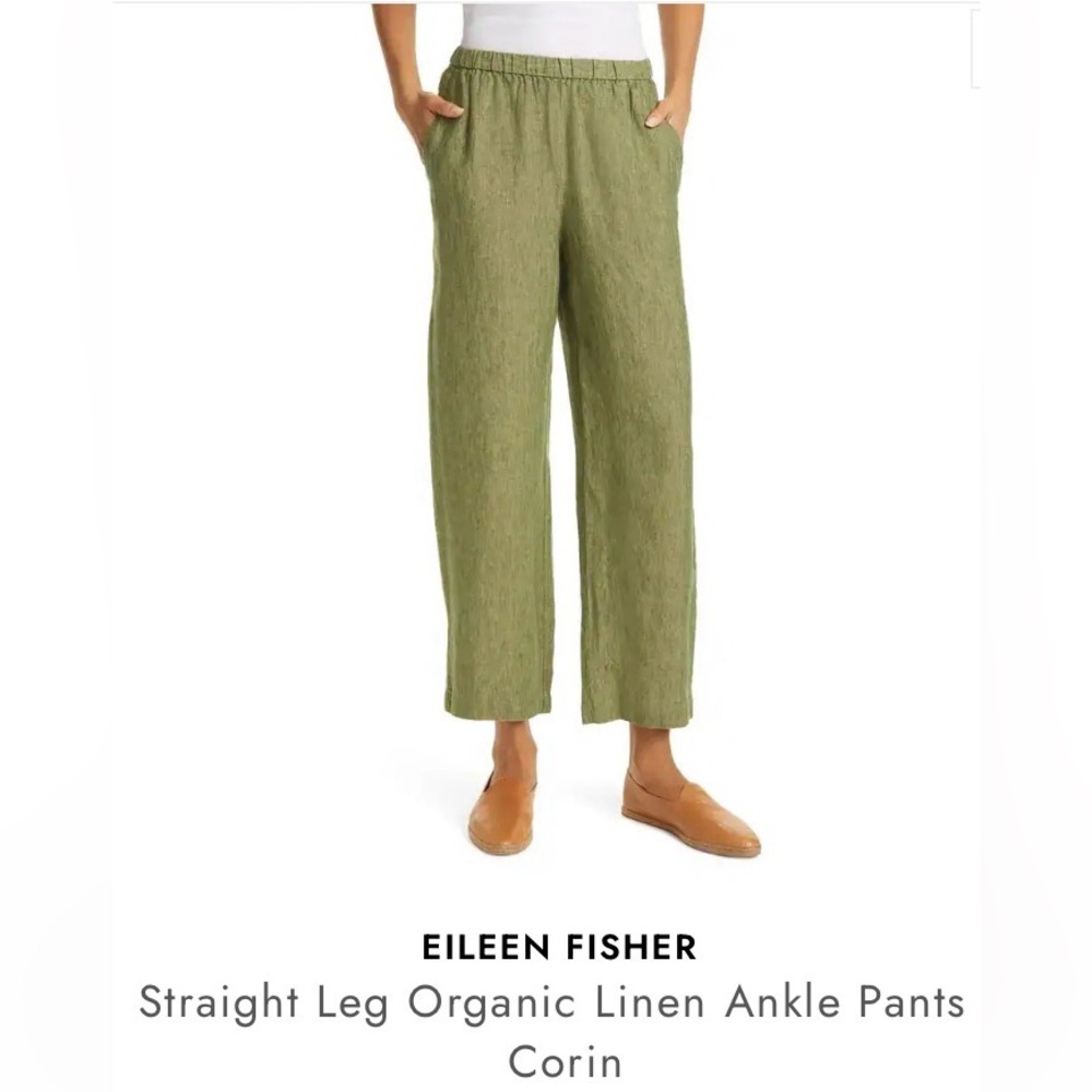 NEW Eileen Fisher Green Linen Pants XS nwt retail$178